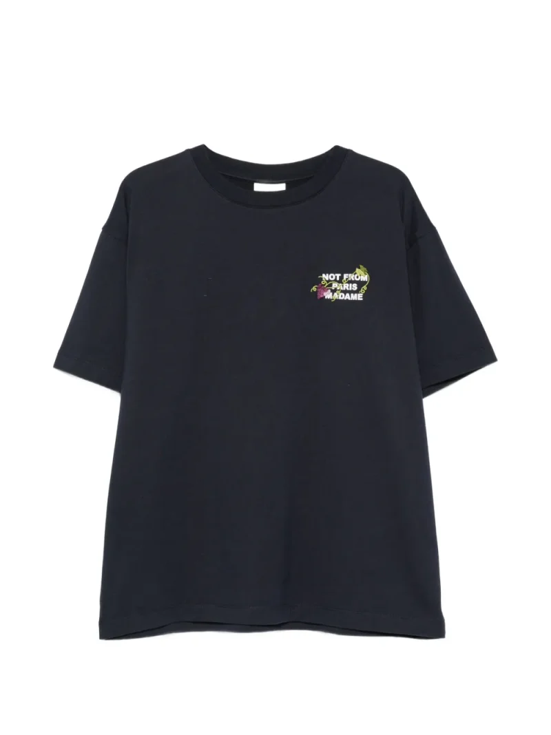 Tricou Drole De Monsieur Vine Embroidered bleumarin