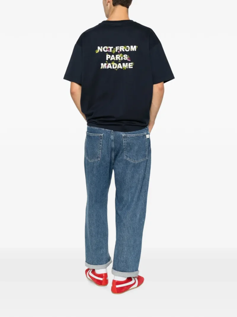 Tricou Drole De Monsieur Vine Embroidered bleumarin - imagine 3
