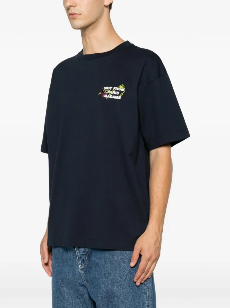Tricou Drole De Monsieur Vine Embroidered bleumarin - imagine 4