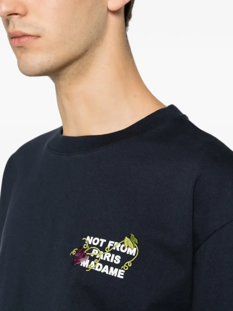 Tricou Drole De Monsieur Vine Embroidered bleumarin - imagine 5