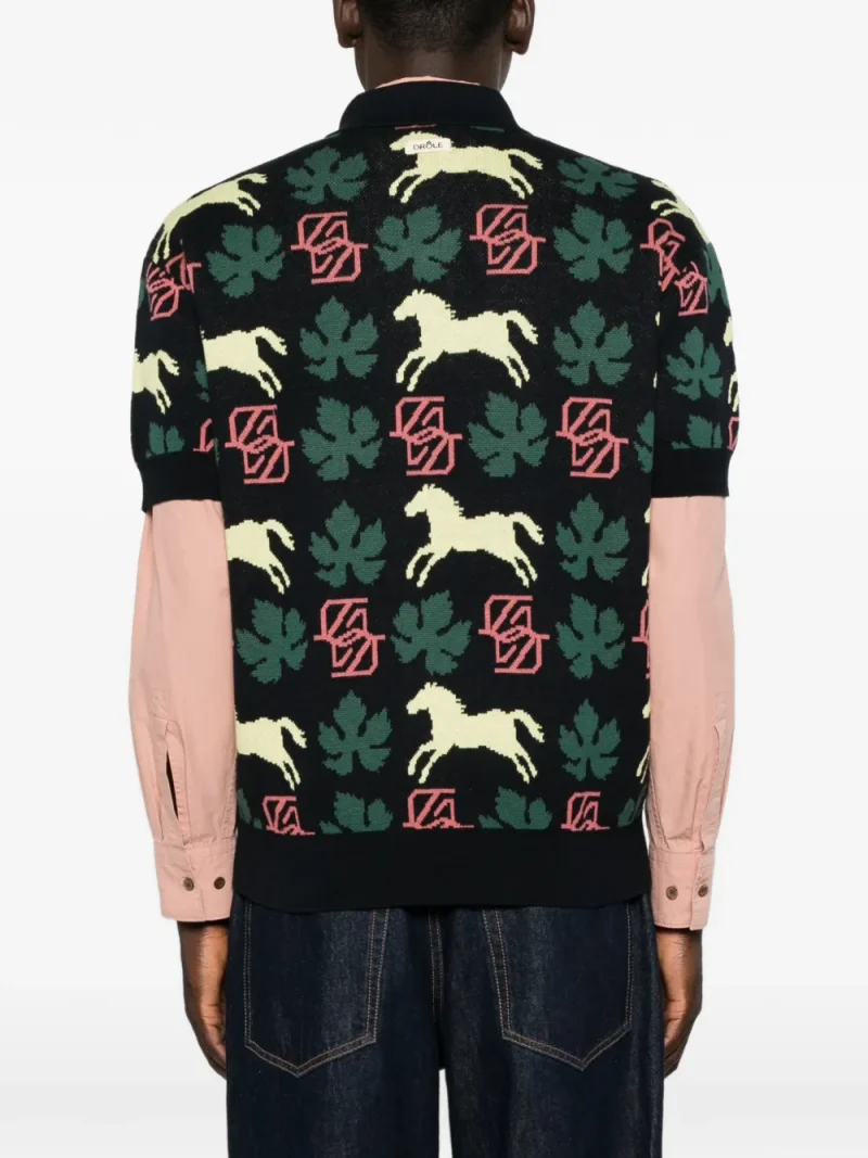 Alternative view of Tricou polo Drole De Monsieur Horse-Print Jacquard-Knit multicolor
