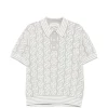 Tricou polo Drole De Monsieur Monogram-Knit Striped-Trim gri