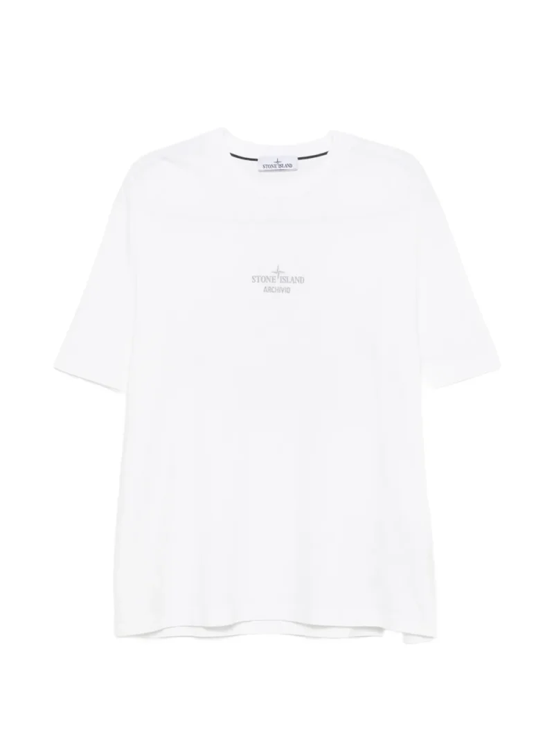 Tricou Stone Island Archivio Graphic-Print alb