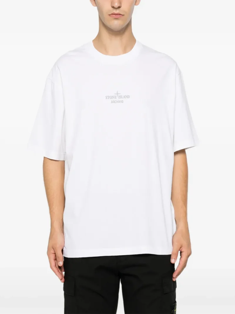 Tricou Stone Island Archivio Graphic-Print alb - imagine 4