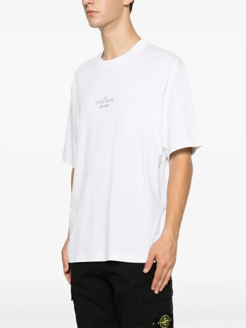 Tricou Stone Island Archivio Graphic-Print alb - imagine 3