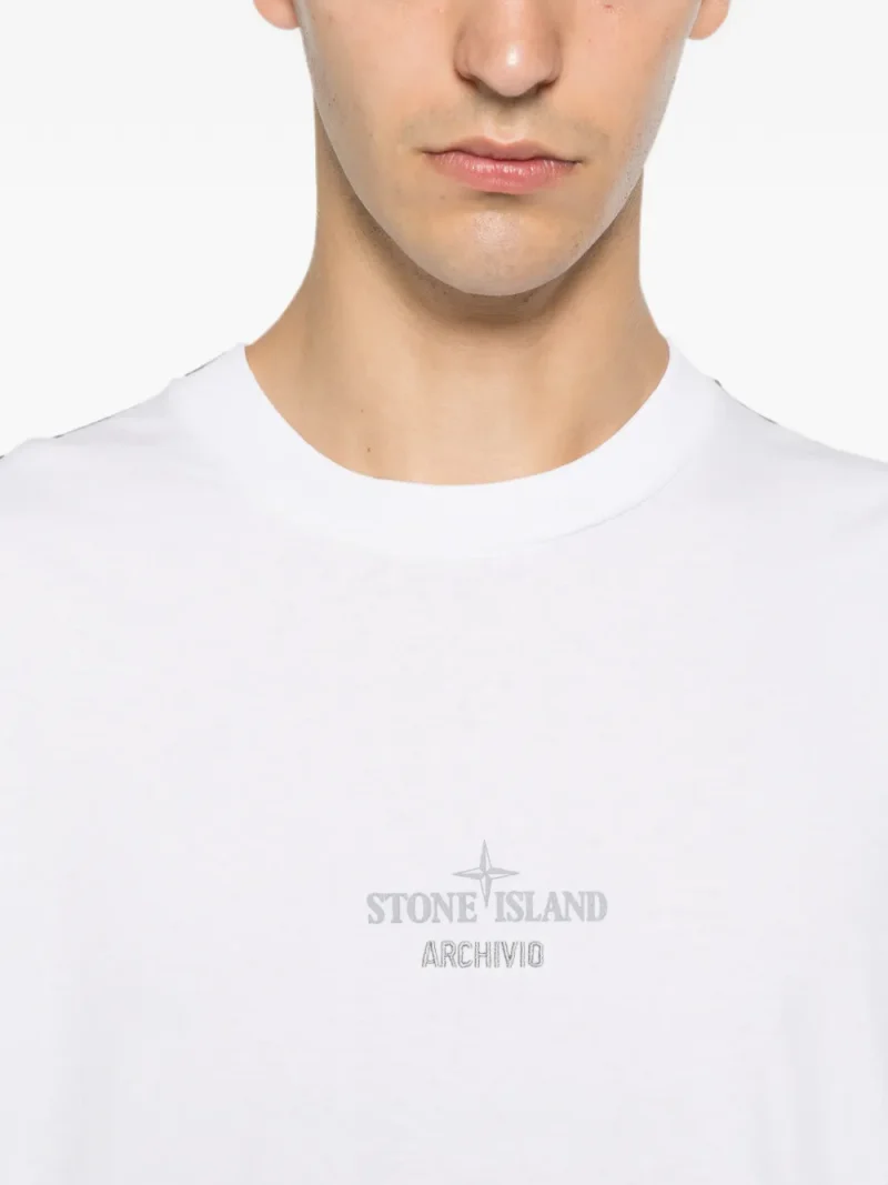 Tricou Stone Island Archivio Graphic-Print alb - imagine 5