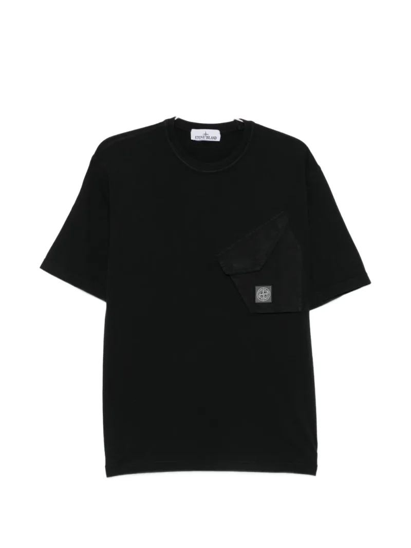 Tricou Stone Island Logo-Patch Chest-Pocket negru