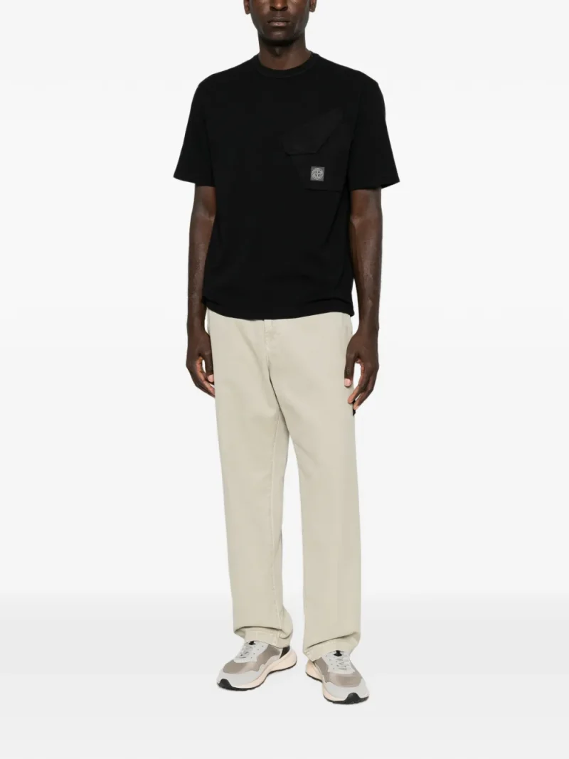 Tricou Stone Island Logo-Patch Chest-Pocket negru - imagine 4