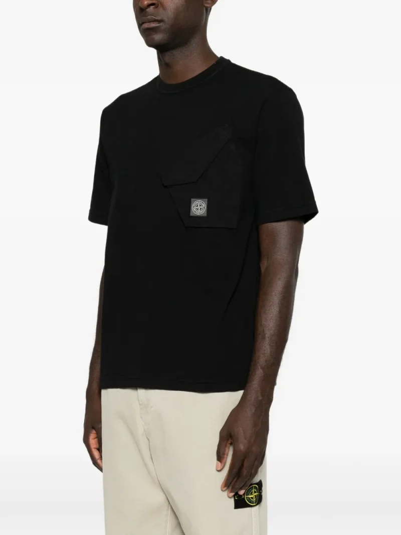 Tricou Stone Island Logo-Patch Chest-Pocket negru - imagine 3