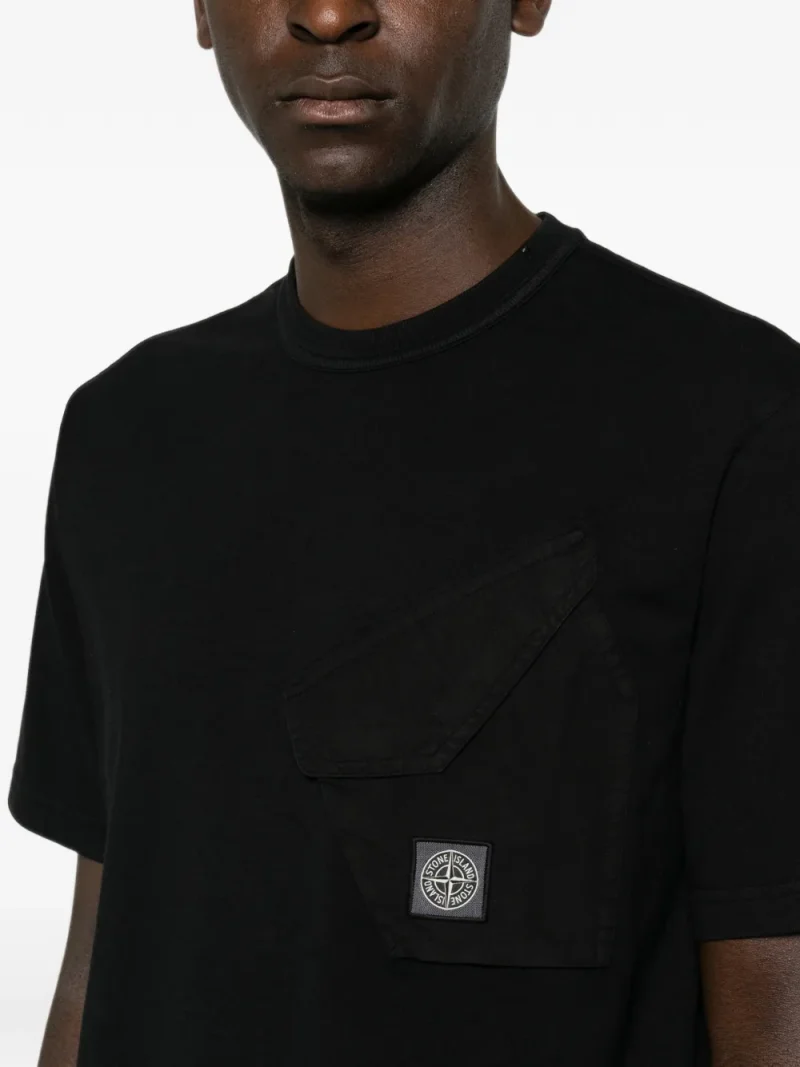 Tricou Stone Island Logo-Patch Chest-Pocket negru - imagine 5