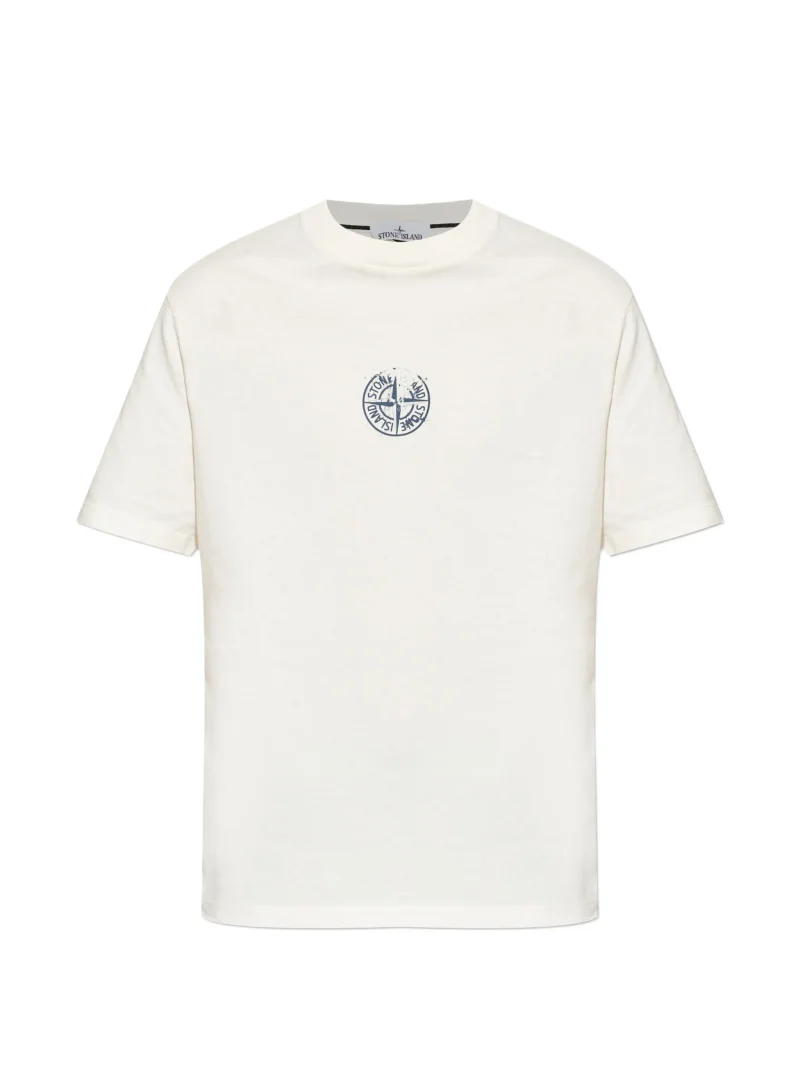 Tricou Stone Island Logo-Print Cotton ecru