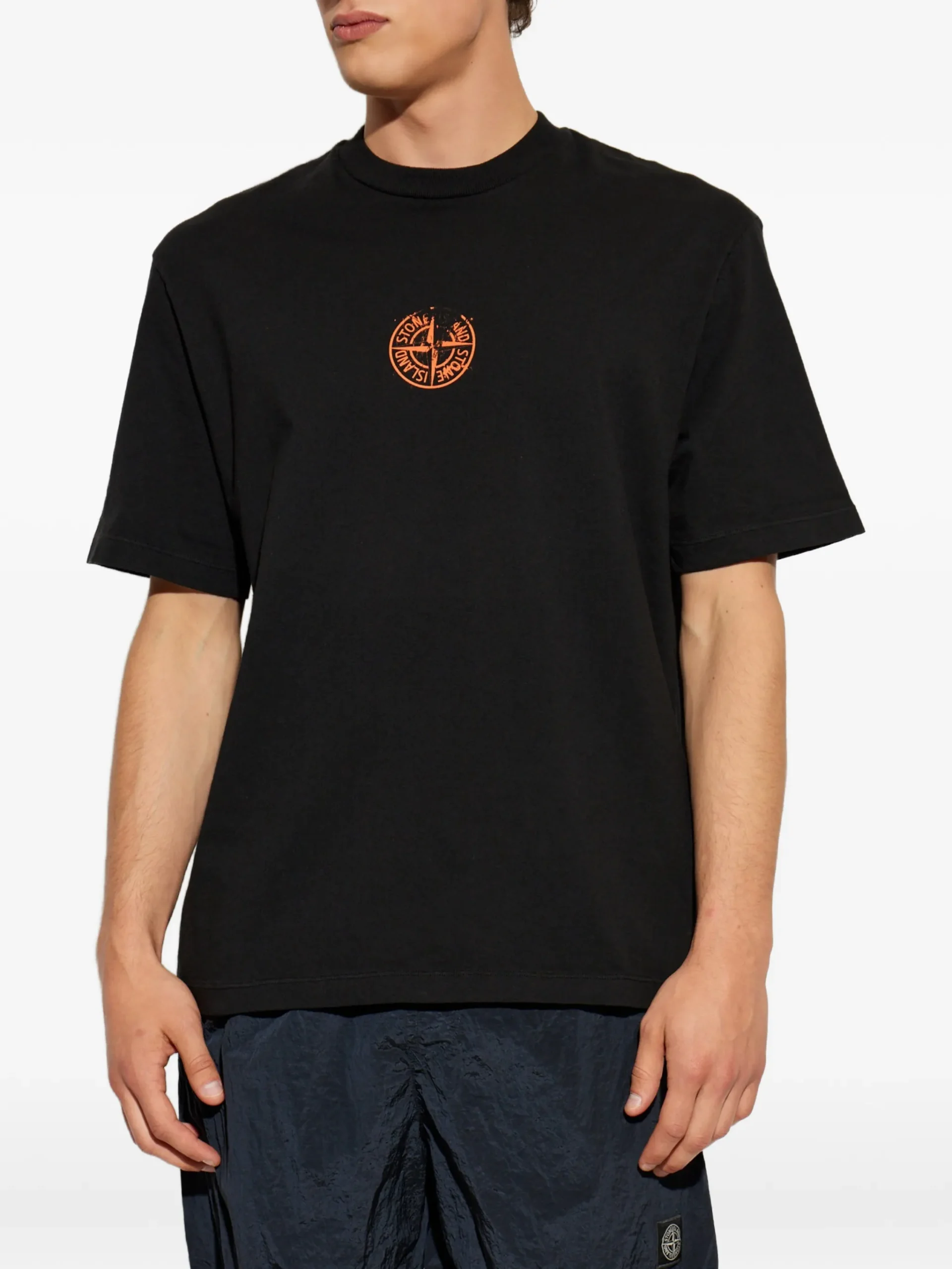Tricou Stone Island Logo-Print negru - imagine 3