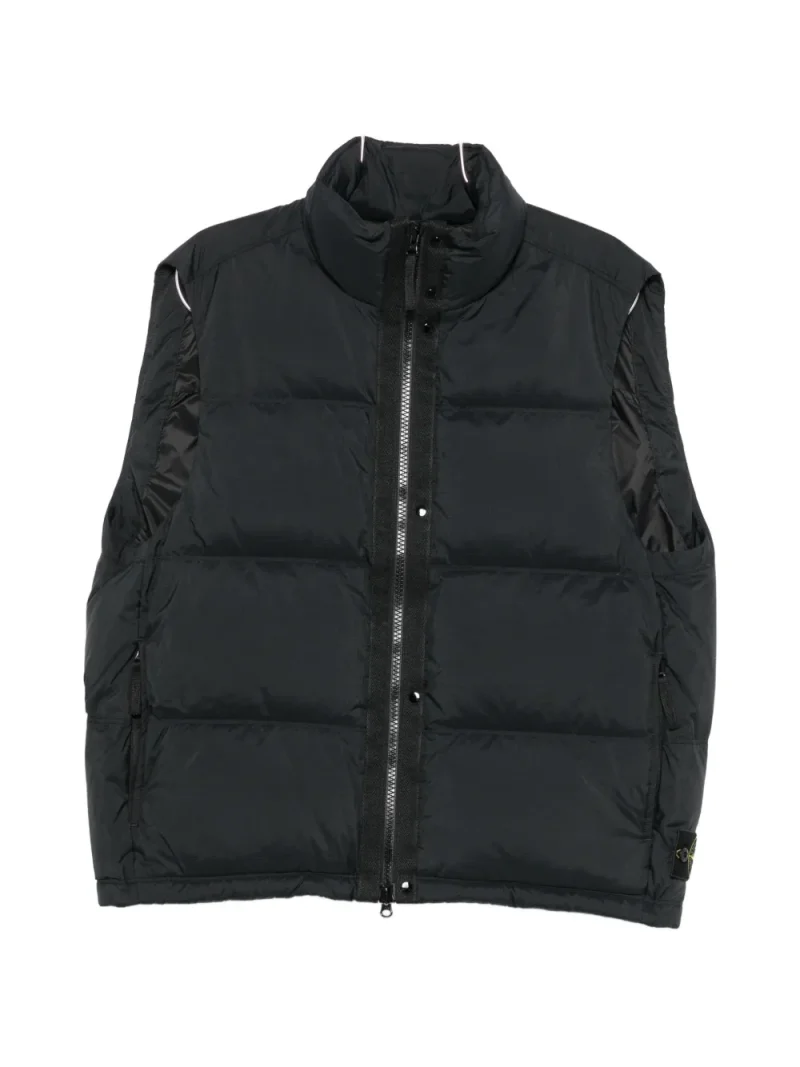 Vesta Stone Island Padded Logo-Patch Gilet negru