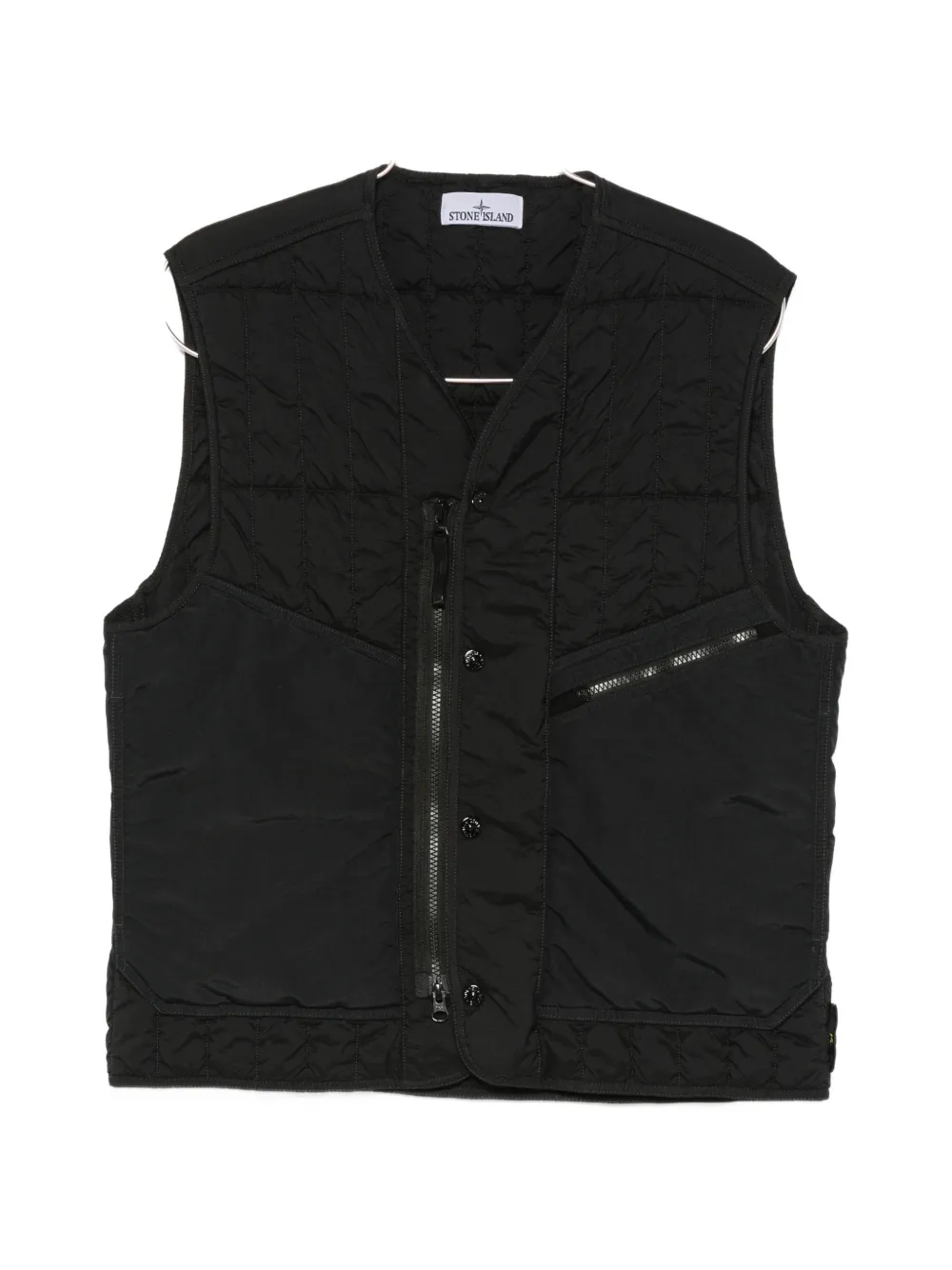 Vesta Stone Island Quilted Zip-Up negru