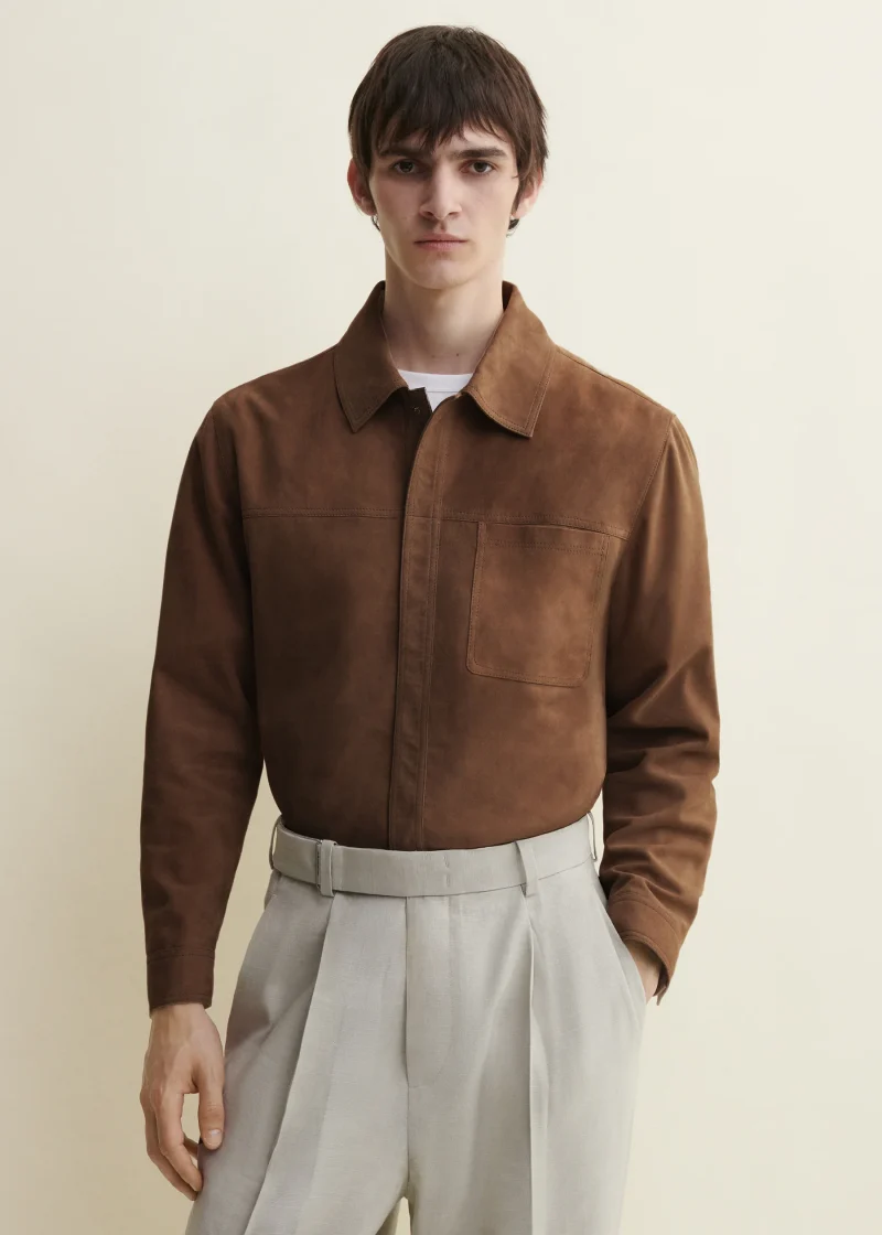 Camasa Arma Lamb Suede Button-up maro - imagine 4