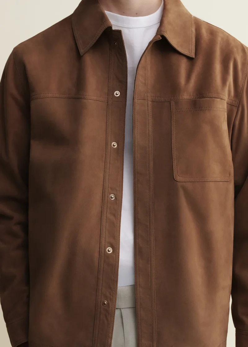 Camasa Arma Lamb Suede Button-up maro - imagine 5