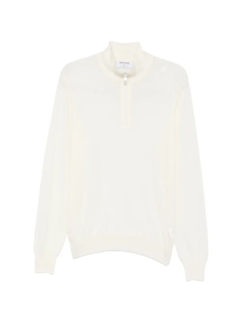 Pulover Gran Sasso Half Zip alb