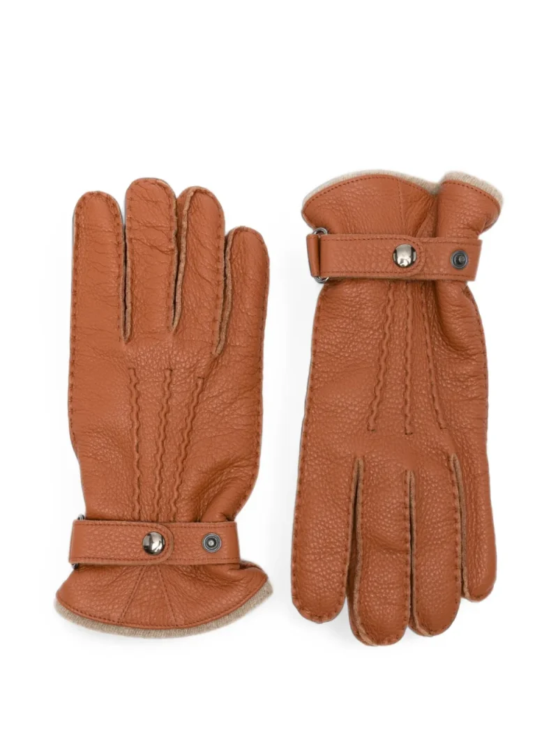 Manusi Gran Sasso Grained-Leather Press-Stud portocaliu
