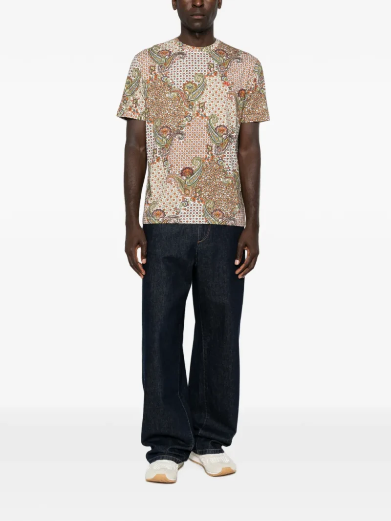 Tricou ETRO Paisley Print bej - imagine 5