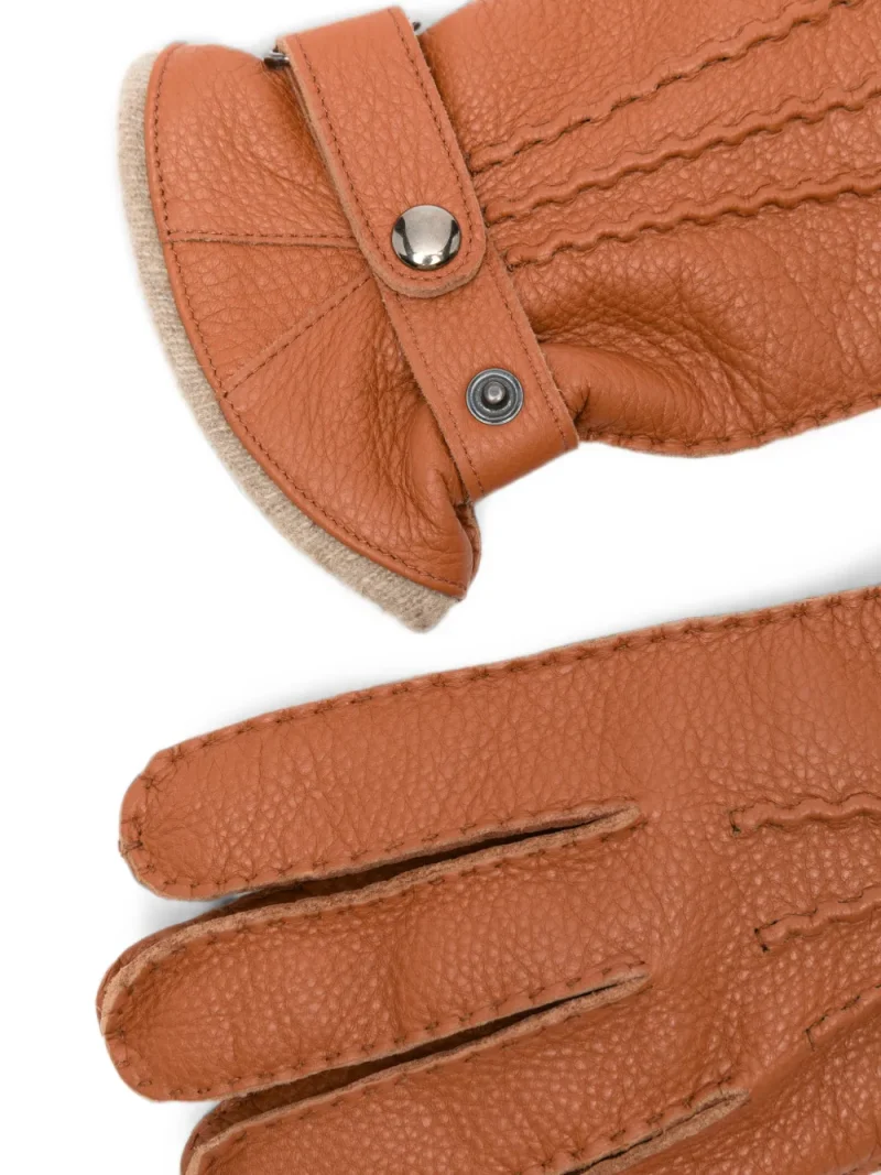 Manusi Gran Sasso Grained-Leather Press-Stud portocaliu - imagine 3