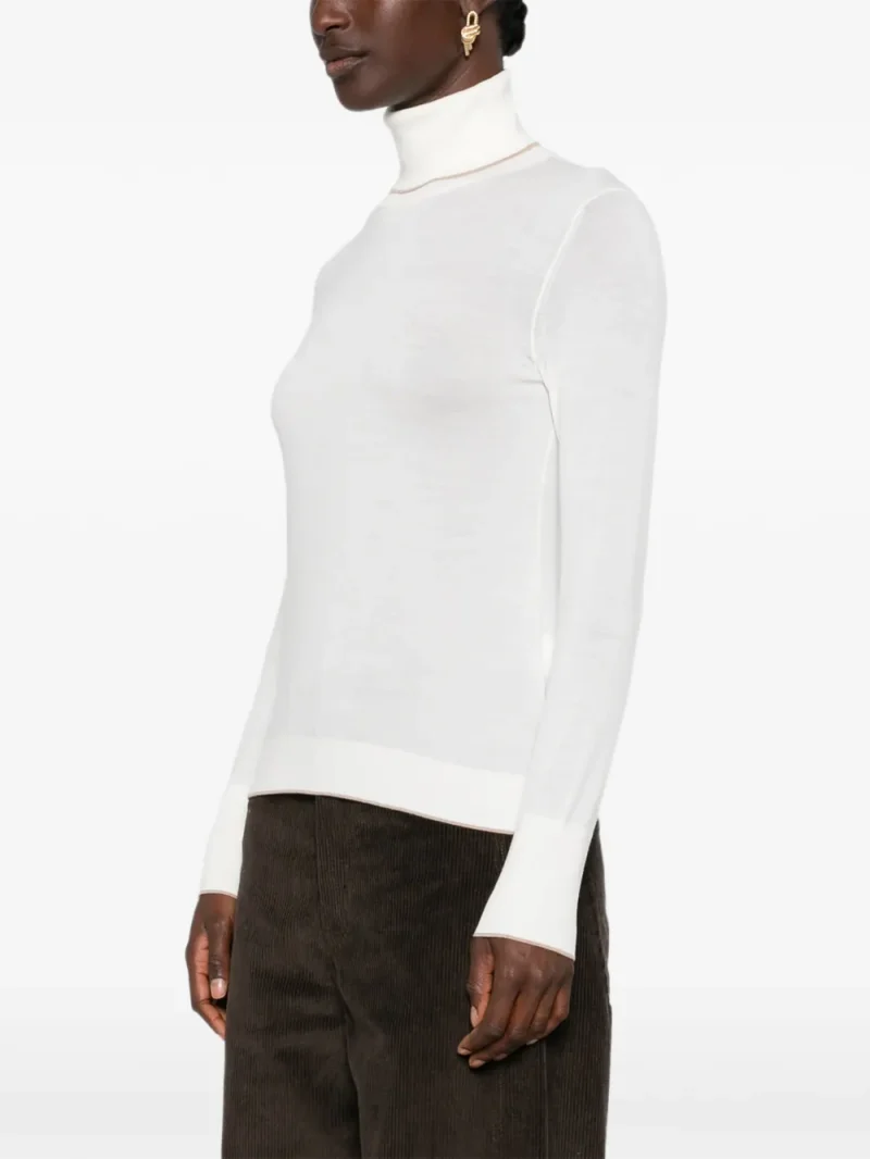 Maleta Eleventy Roll-Neck Wool ecru - imagine 3