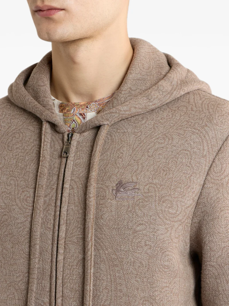 Cardigan ETRO Knit Jacquard Hooded bej - imagine 5