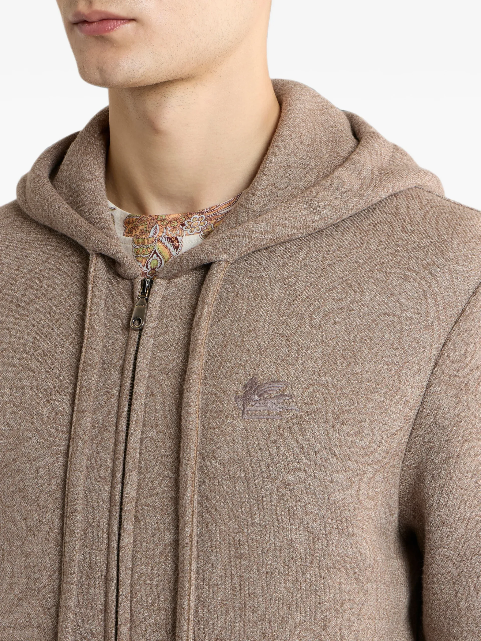 Cardigan ETRO Knit Jacquard Hooded bej - imagine 5
