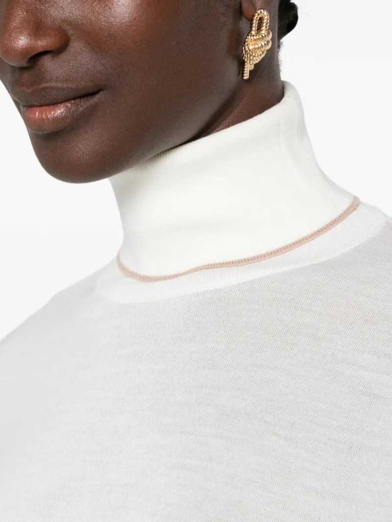 Maleta Eleventy Roll-Neck Wool ecru - imagine 5