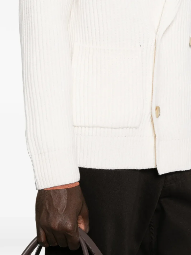 Cardigan Gran Sasso Double-Breasted Ribbed-Knit alb - imagine 5