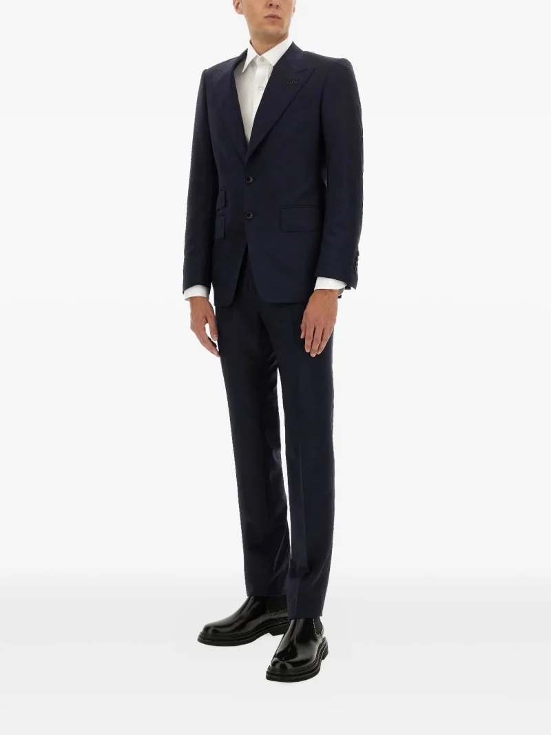 Costum Tom Ford Wool Buttoned bleumarin - imagine 3