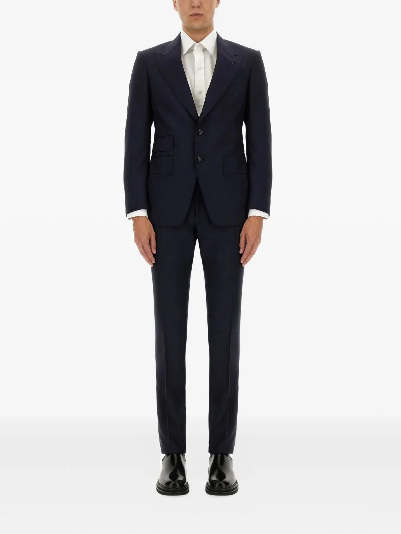 Costum Tom Ford Wool Buttoned bleumarin