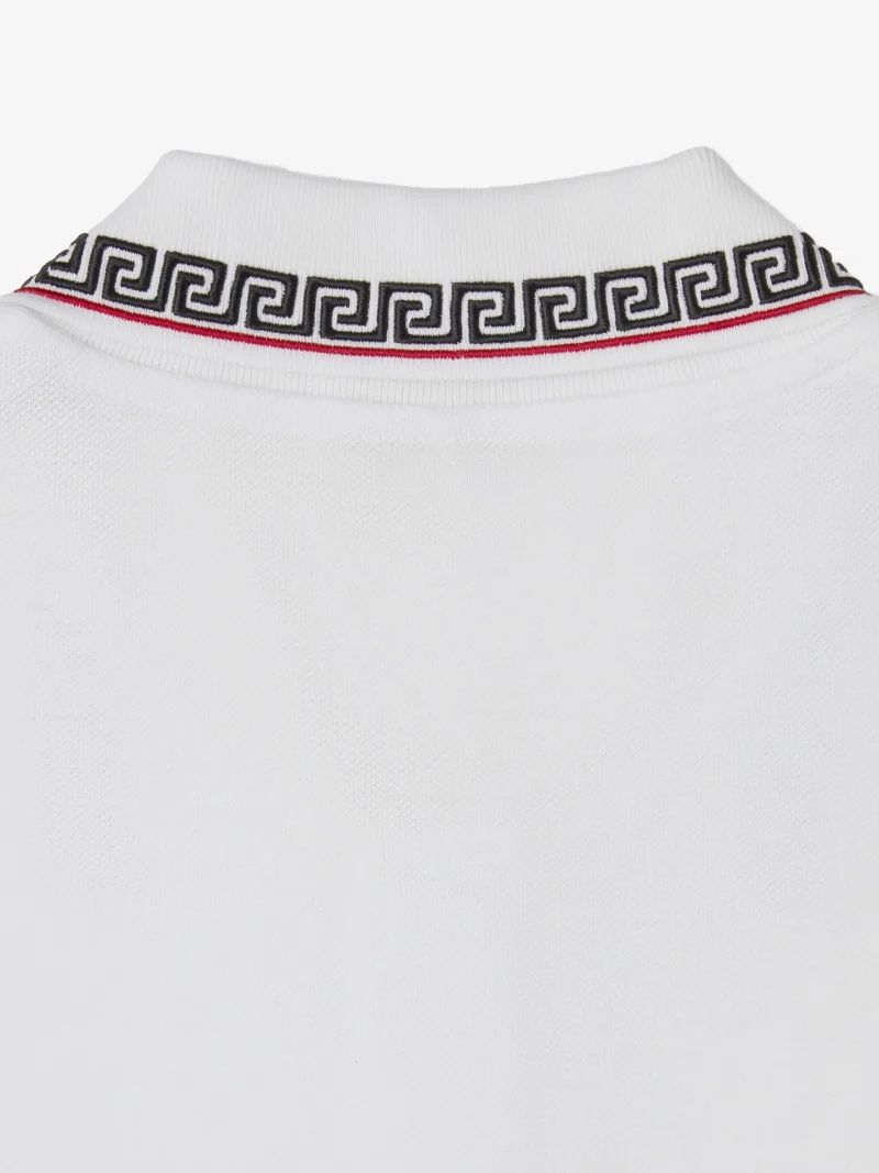 Tricou polo Versace Embroidered-Logo Cotton Pique alb - imagine 3