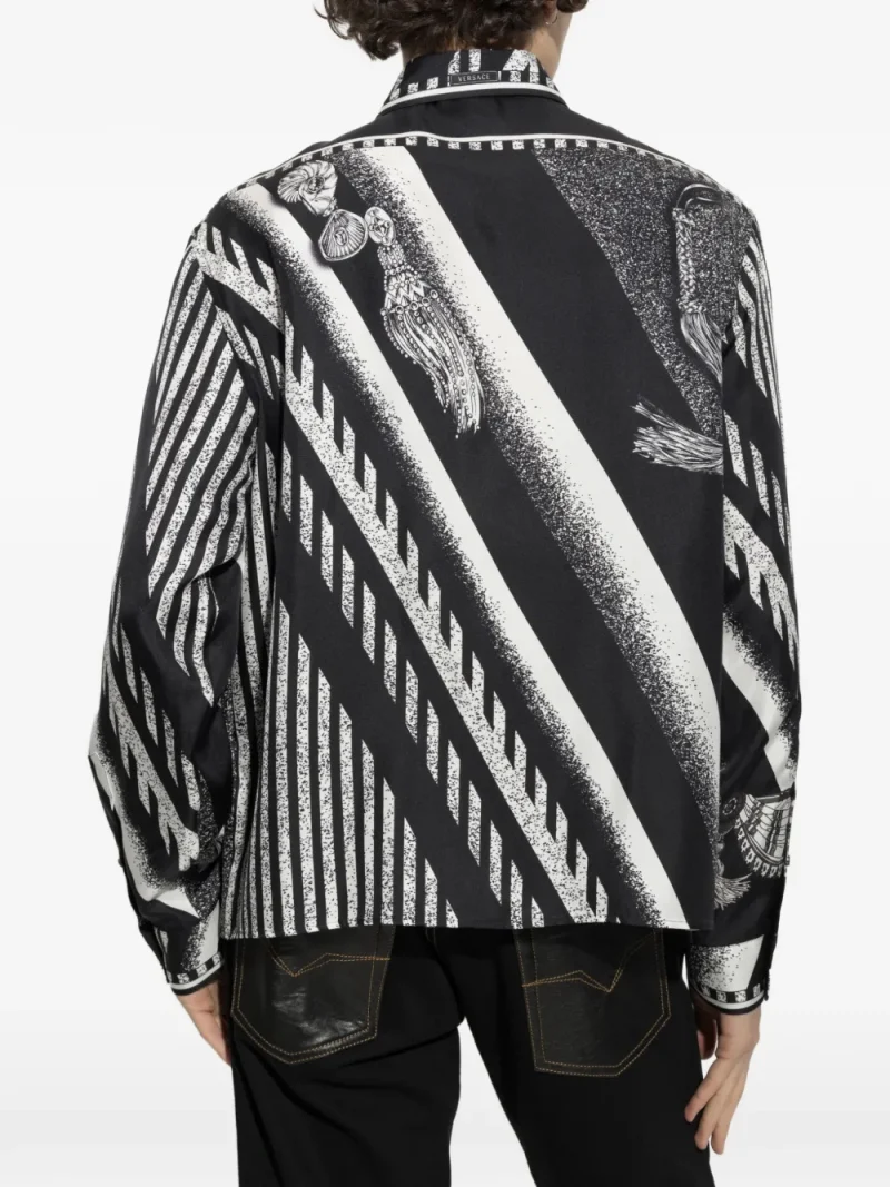 Alternative view of Camasa Versace Tassel-Print Silk  negru