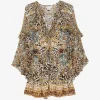 Rochie mini Camilla Ruffled Silk maro