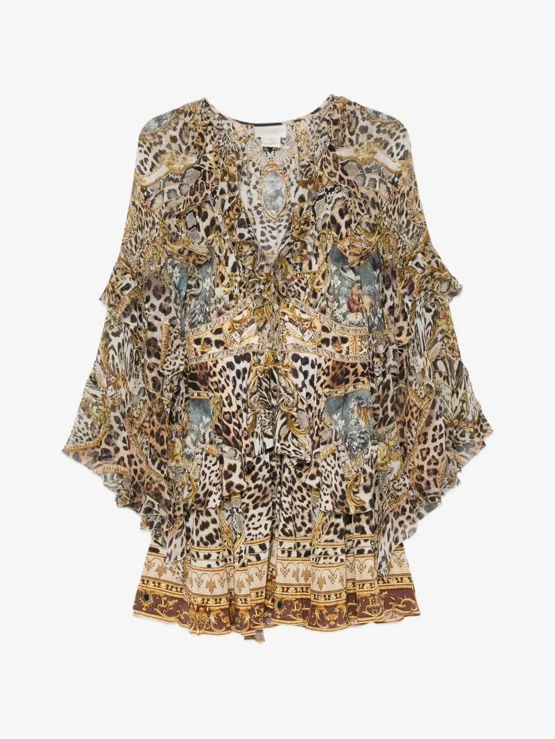 Rochie mini Camilla Ruffled Silk maro