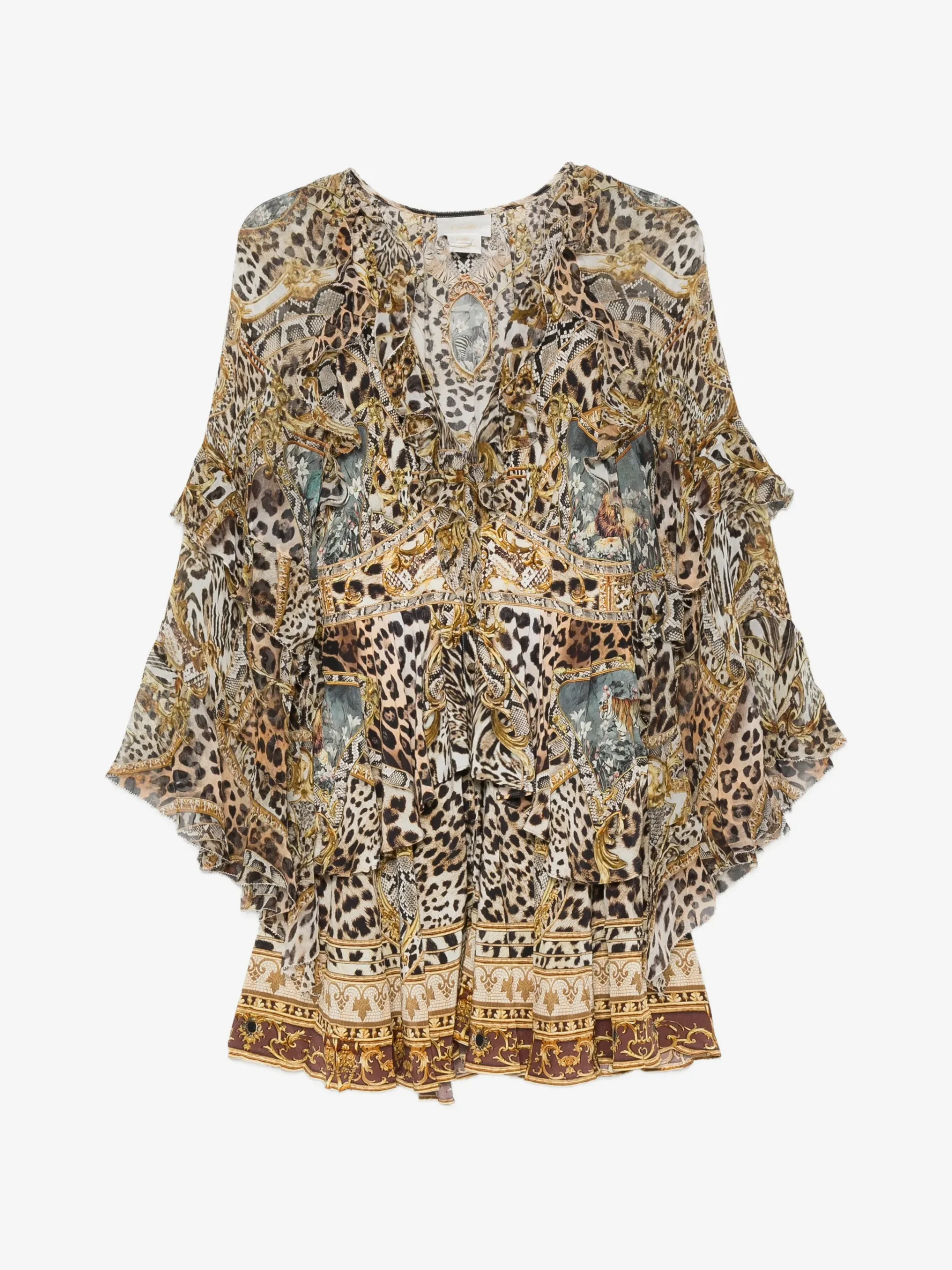 Rochie mini Camilla Ruffled Silk maro