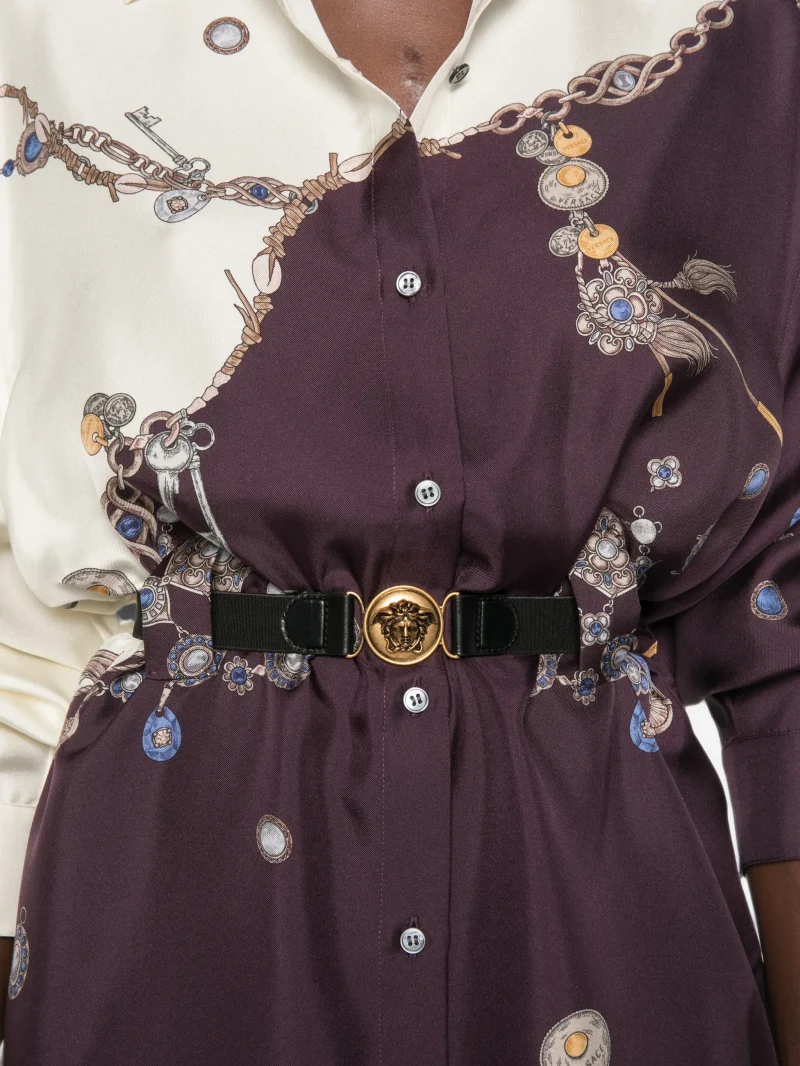 Rochie mini Versace Belted Silk violet - imagine 5