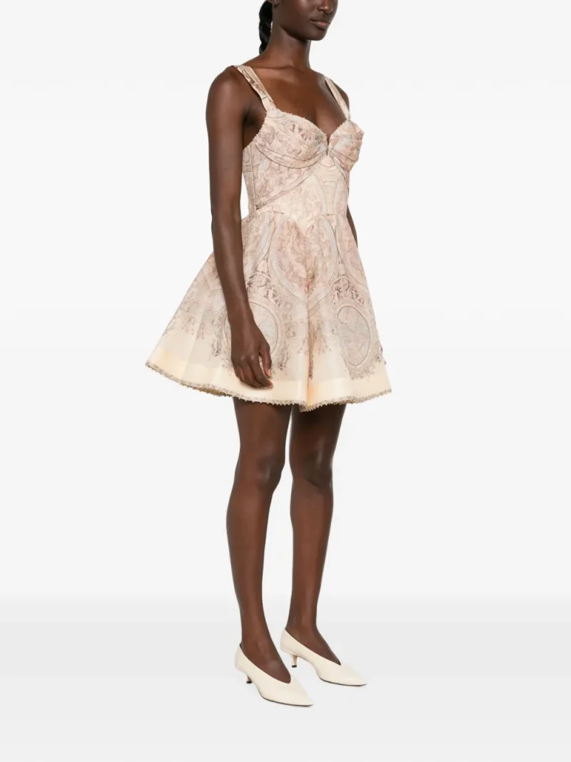 Rochie mini Zimmermann Graphic-Print Flared bej - imagine 3