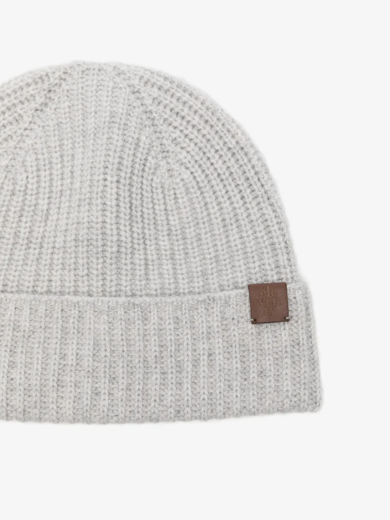 Caciula Eleventy ribbed-knit gri - imagine 3