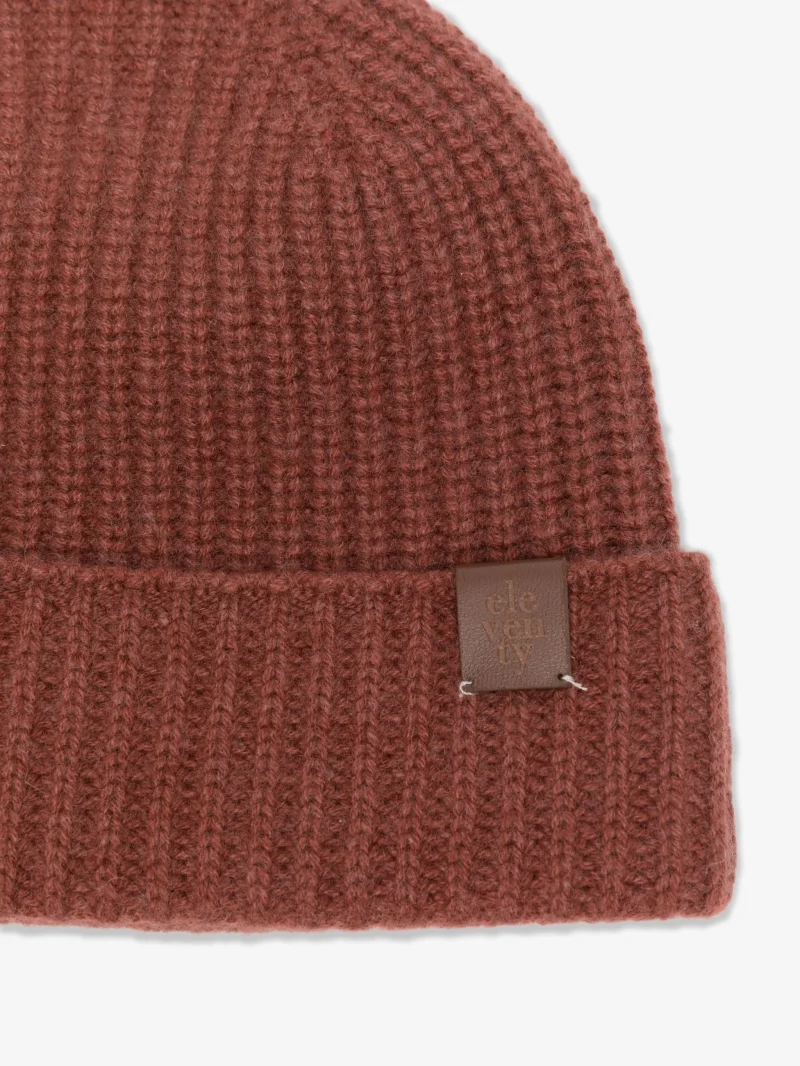 Caciula Eleventy ribbed-knit maro - imagine 3