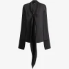 Camasa Balmain silk tie collar negru
