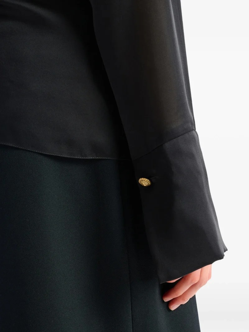 Camasa Balmain silk tie collar negru - imagine 3