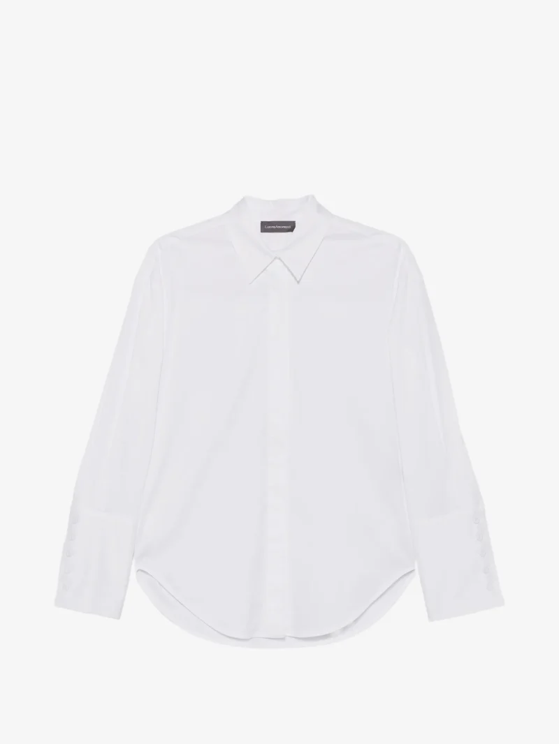 Camasa Lorena Antoniazzi button-cuff curved-hem alb
