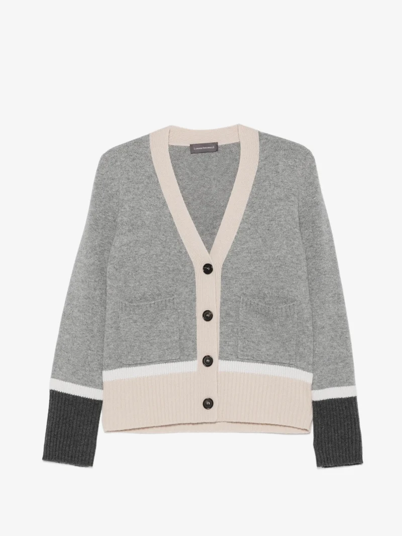 Cardigan Lorena Antoniazzi colour-block button-up gri