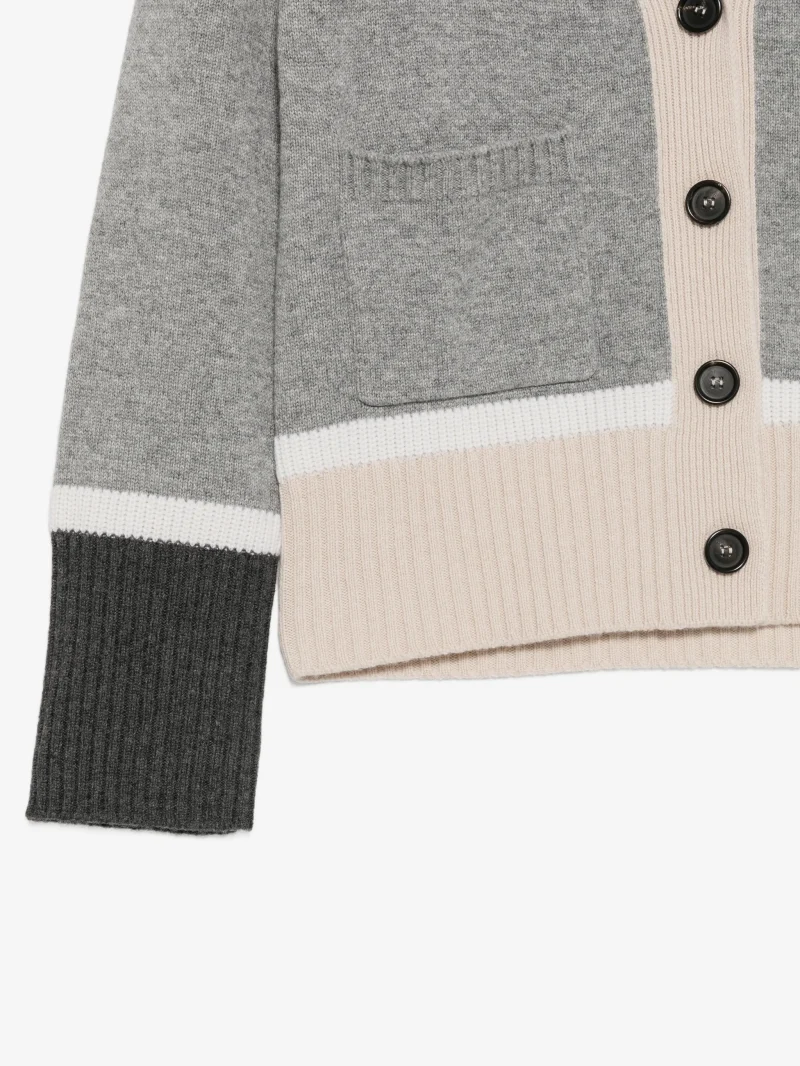 Cardigan Lorena Antoniazzi colour-block button-up gri - imagine 3