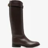 Cizme Eleventy buckled leather maro