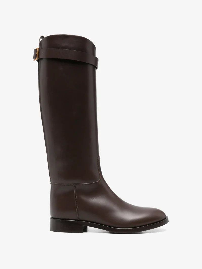 Cizme Eleventy buckled leather maro