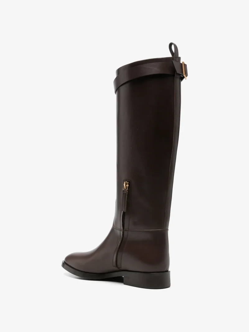 Cizme Eleventy buckled leather maro - imagine 4