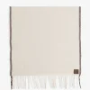 Esarfa Eleventy fringed logo-patch bej