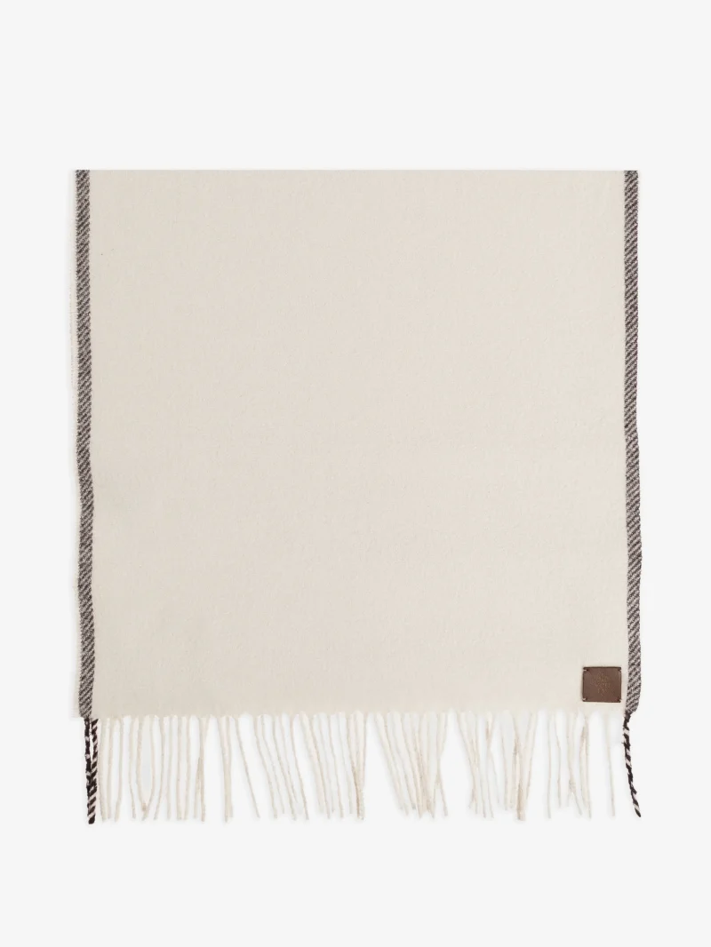 Esarfa Eleventy fringed logo-patch bej